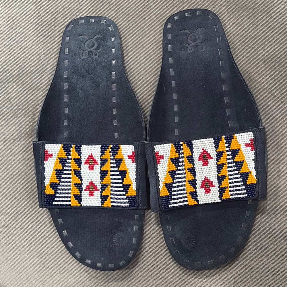 FIGUE Navy Beaded Sandals